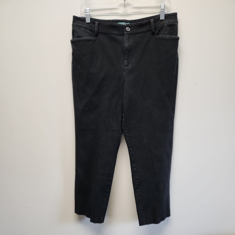 Lauren Ralph Lauren Petite Black Straight Leg Stretch Pants Size 12P